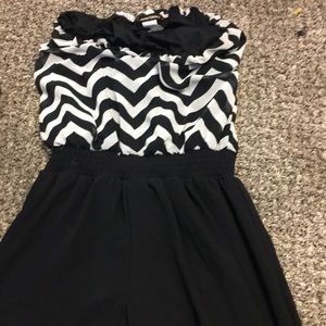 black and white strapless party jumper